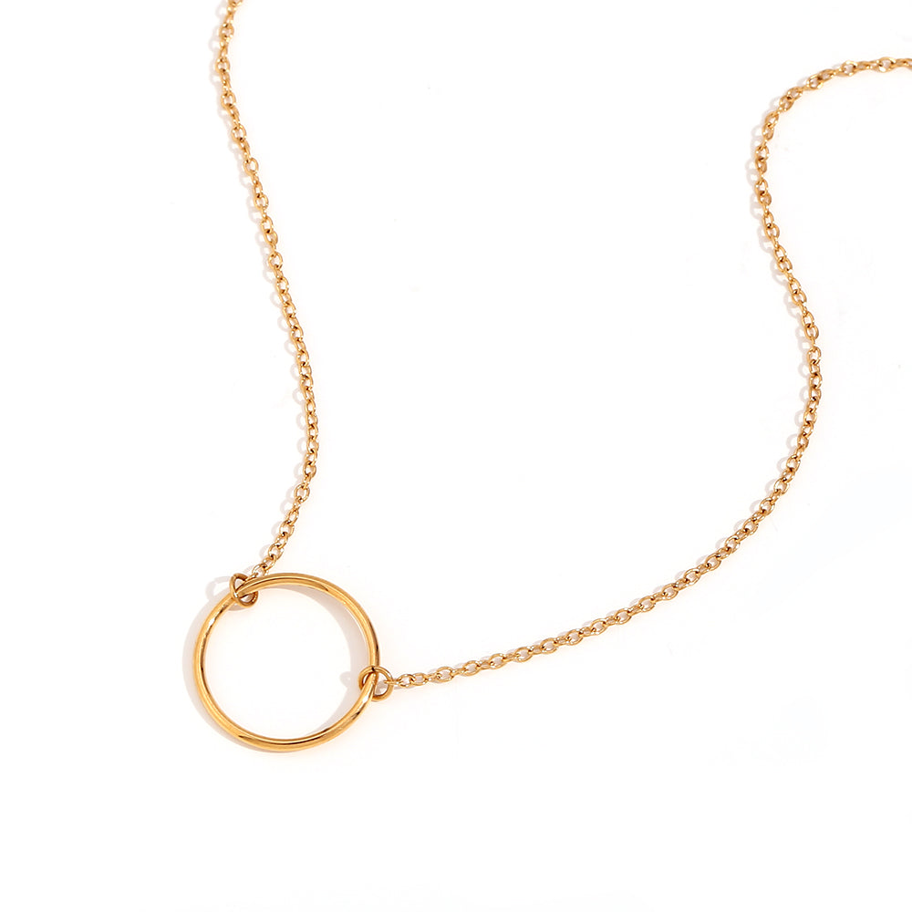 Collier fin acier inoxydable chaine et rond,collier femme minimaliste réglable doré