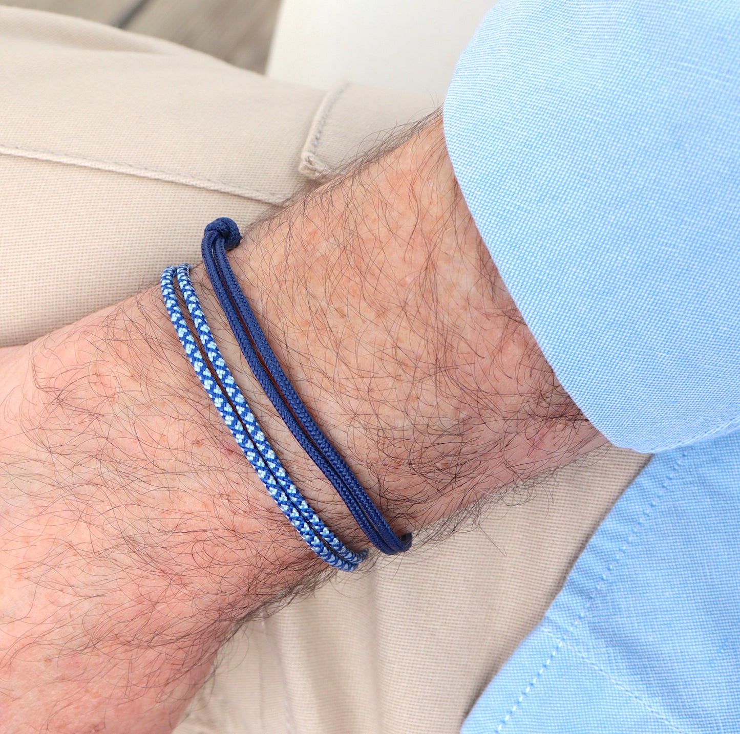 Ensemble de bracelets cordons couleurs bleues pour homme