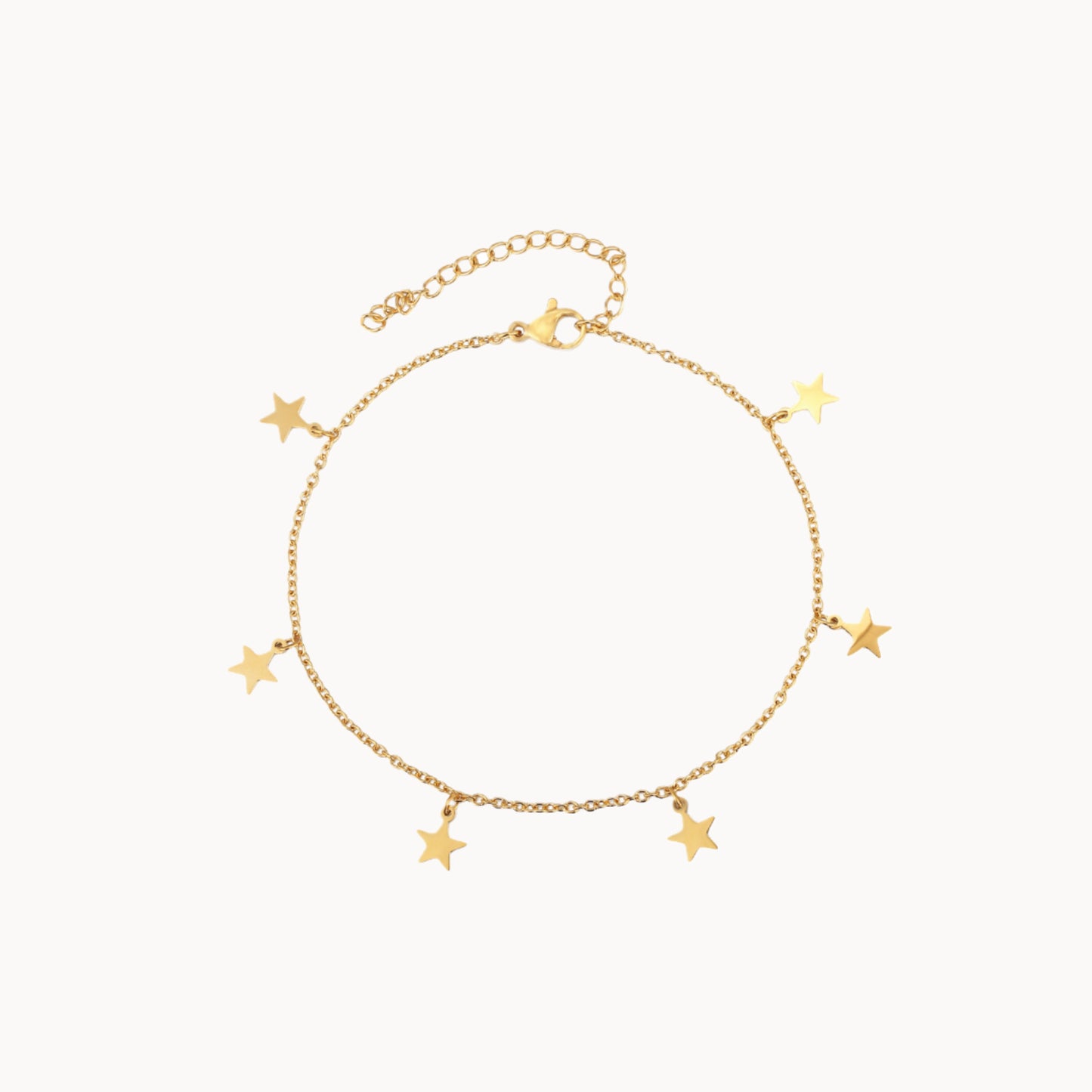 Bracelet de cheville chaine acier doré et étoiles pendantes pour femme,bracelet de cheville réglable star