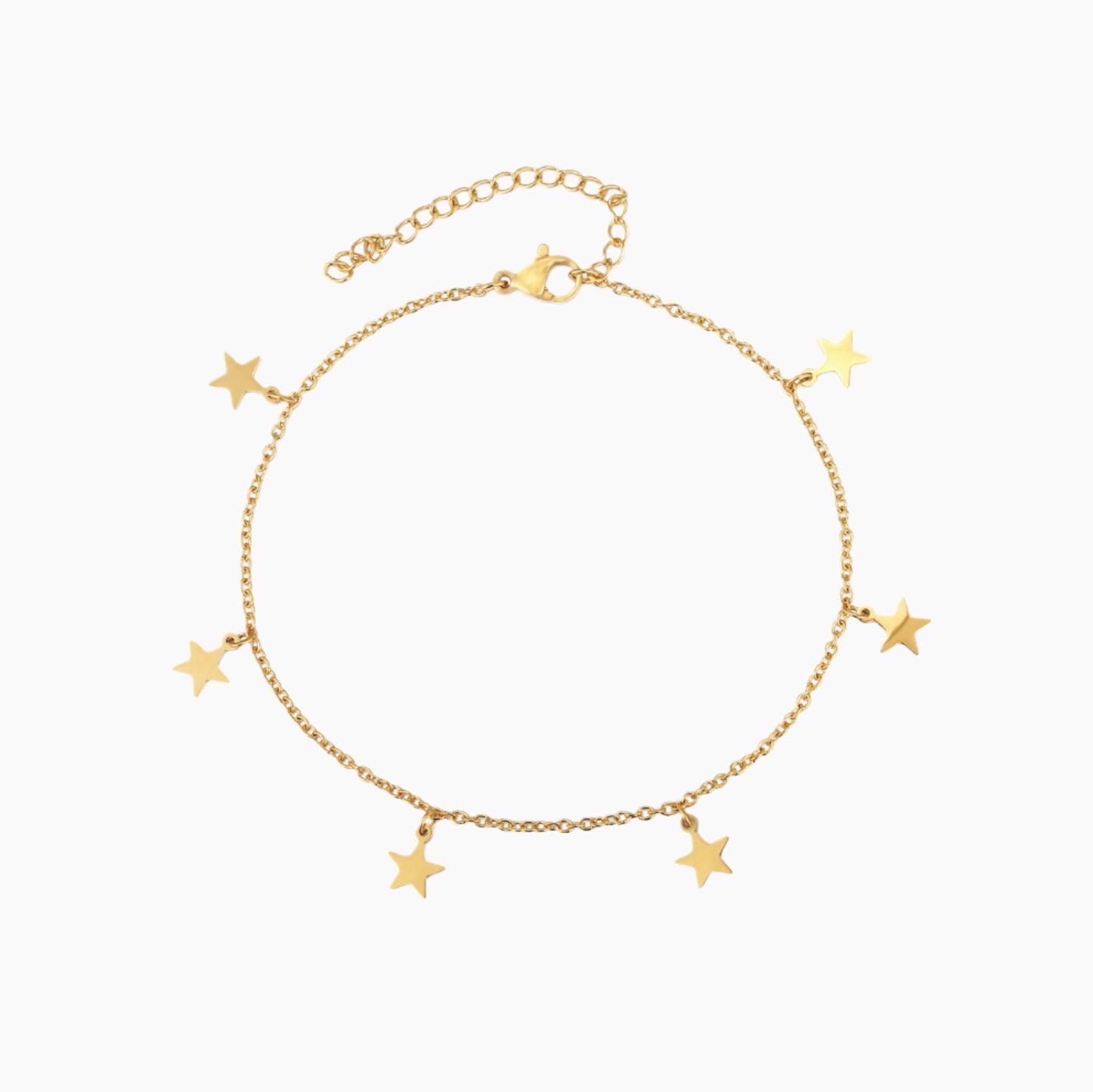 Bracelet de cheville chaine acier doré et étoiles pendantes pour femme,bracelet de cheville réglable star