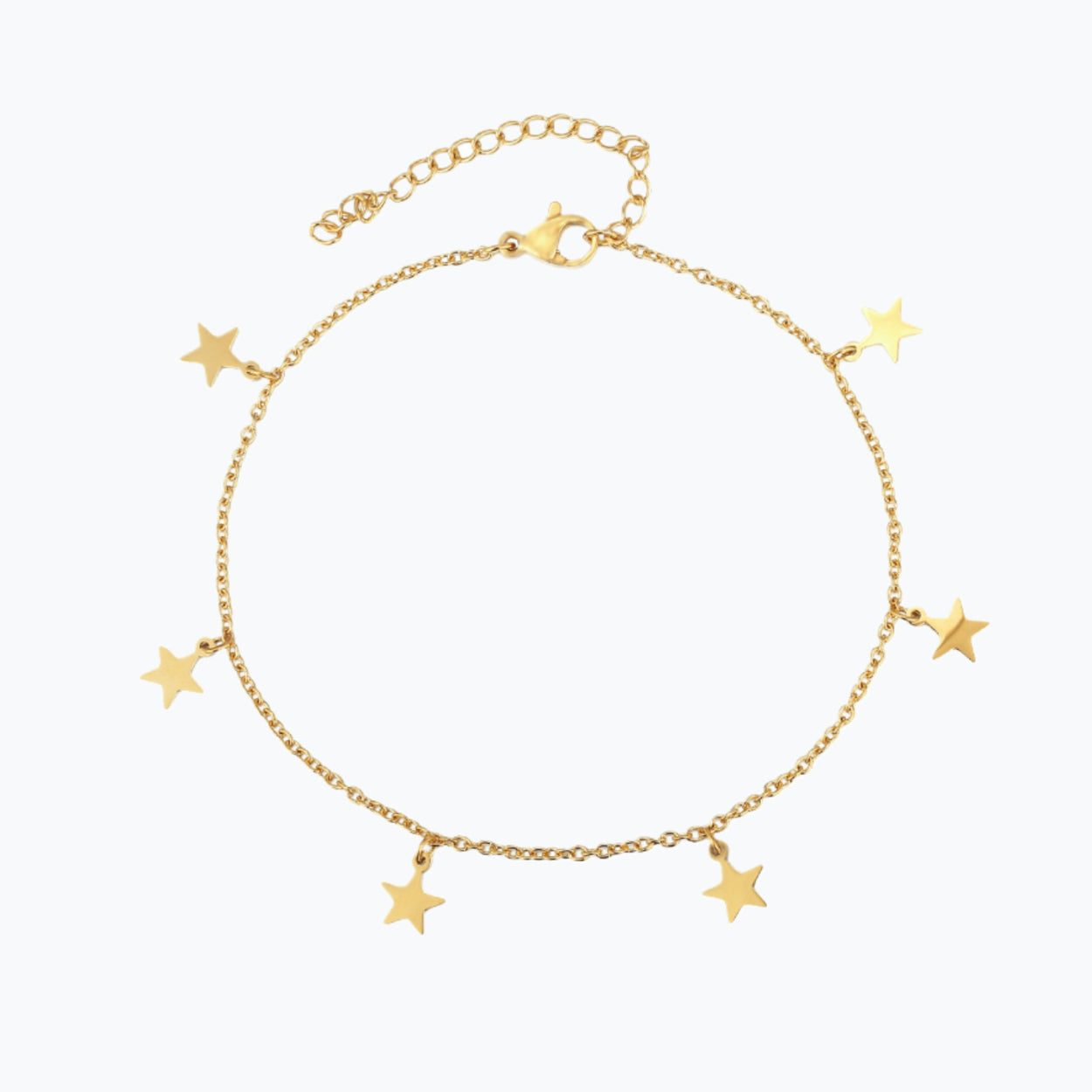 Bracelet de cheville chaine acier doré et étoiles pendantes pour femme,bracelet de cheville réglable star