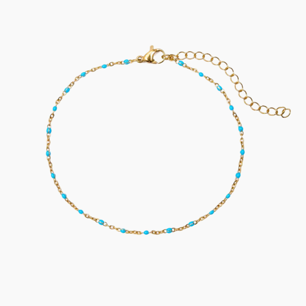 Bracelet de cheville chaine acier inoxydable perlé turquoise,bracelet de cheville femme