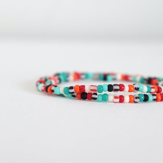 Bracelet perles miyuki double tours surf sur élastique, cadeau pour elle