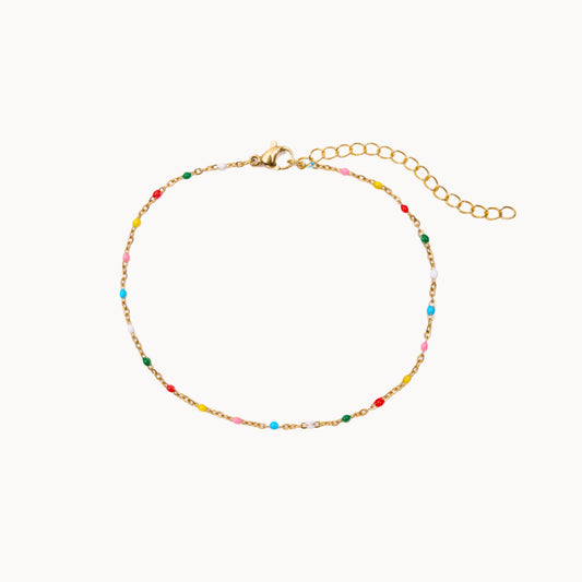 Bracelet femme chaine acier inoxydable et email multi couleurs