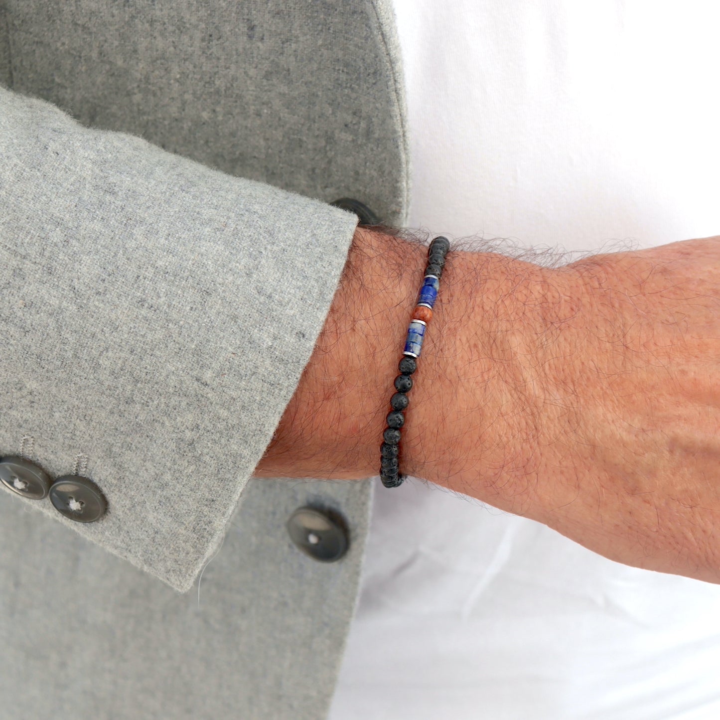 Bracelet homme perles sur èlastique,bracelet tendance pierres,cadeaux pour lui