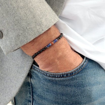 Bracelet homme perles sur èlastique,bracelet tendance pierres,cadeaux pour lui