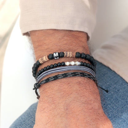 Ensemble de bracelets cordons couleur noir et grise,duo de bracelets surf règlable pour homme