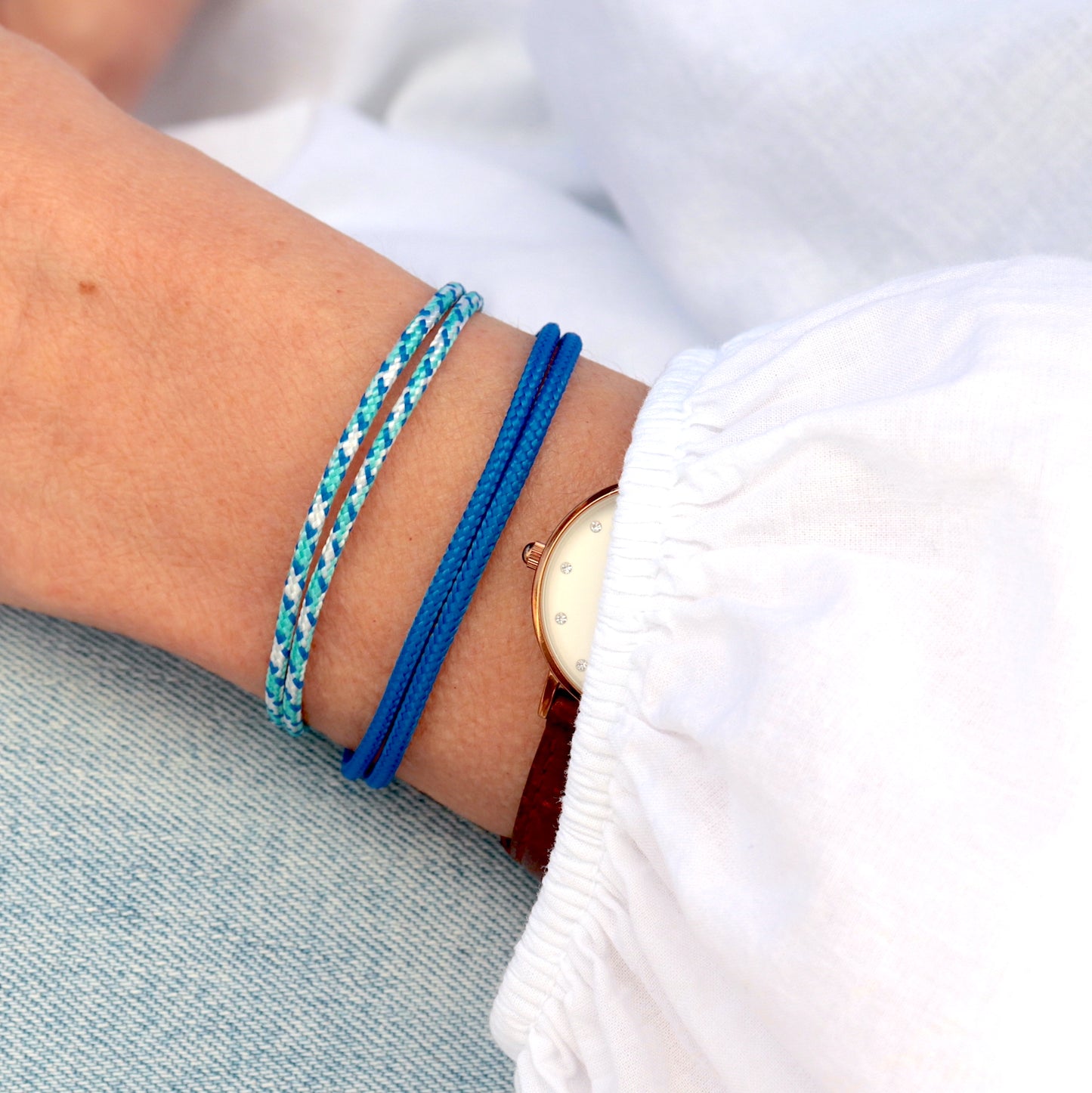 Ensemble de bracelets cordons bleus style boho surf,bracelets femme réglable pour l'été