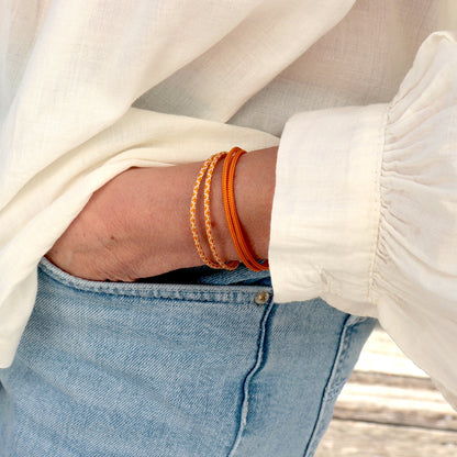 Ensemble de deux bracelets cordons réglables pour femme,bracelets oranges pour un look d'été