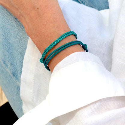 Ensemble de bracelets réglable cordons turquoises,bracelets style plage d'été,look surf boho