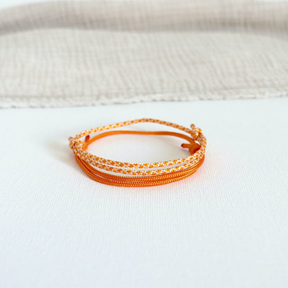 Ensemble de bracelets cordons orange style surf boho,Bracelets réglable femme