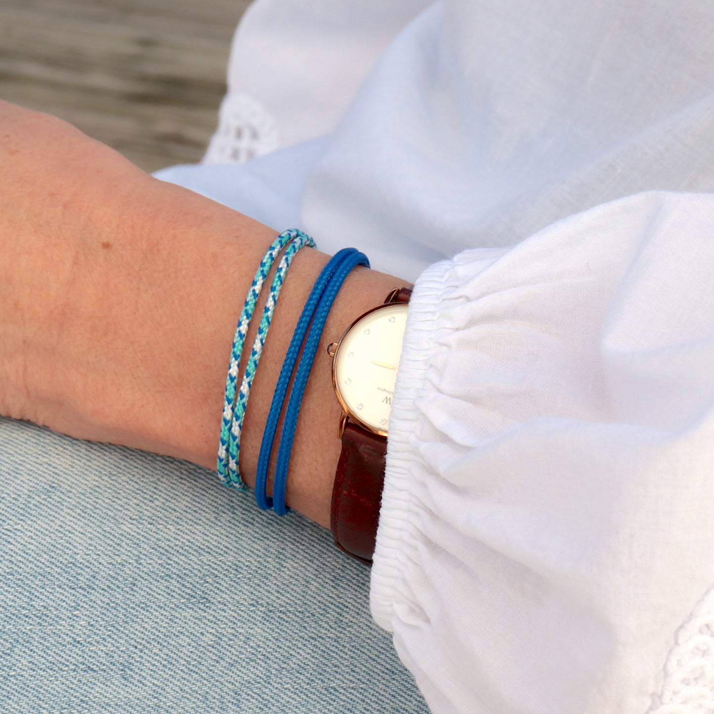 Ensemble de bracelets cordons bleus style boho surf,bracelets femme réglable pour l'été