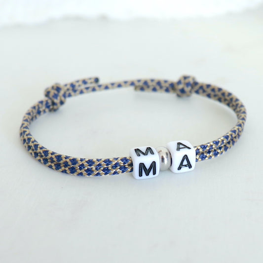 Bracelet deux lettres personnalisables sur cordon couleur au choix,cadeaux pour elle