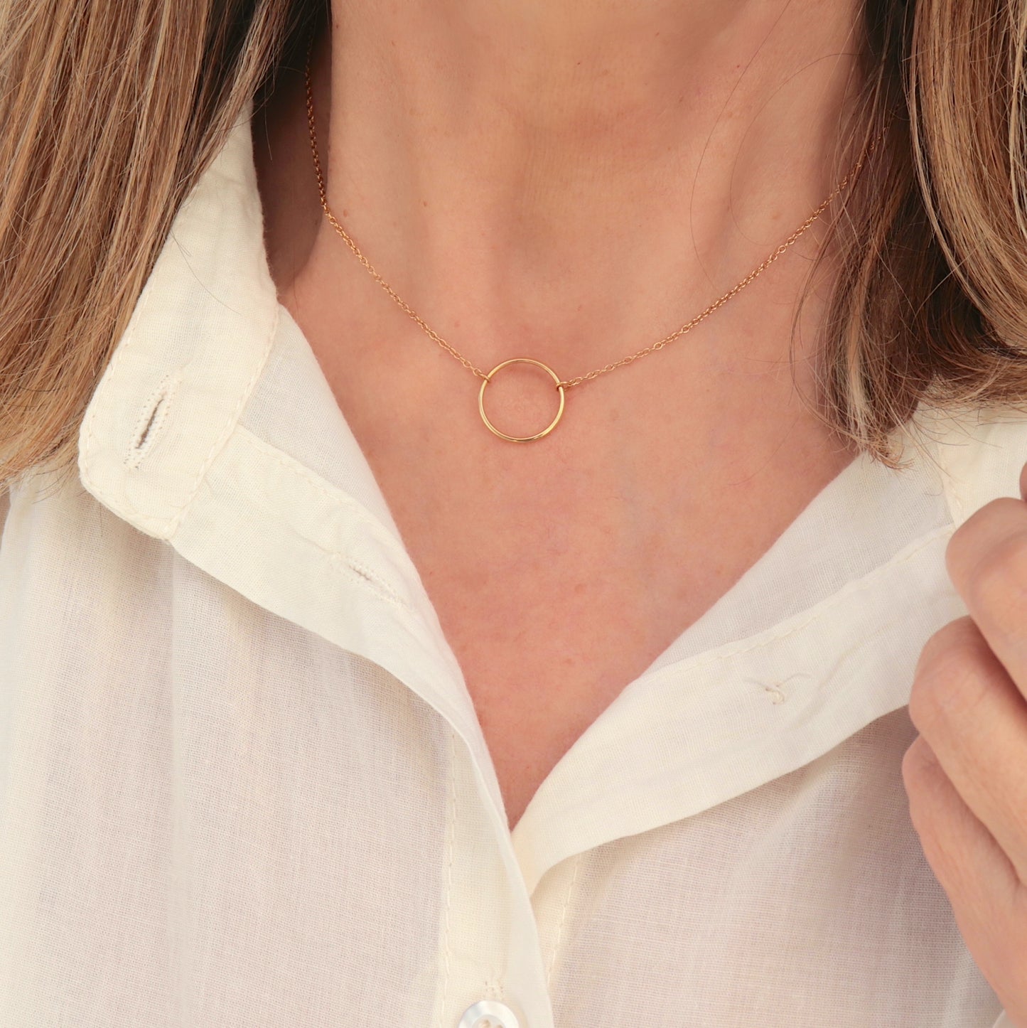 Collier fin acier inoxydable chaine et rond,collier femme minimaliste réglable doré