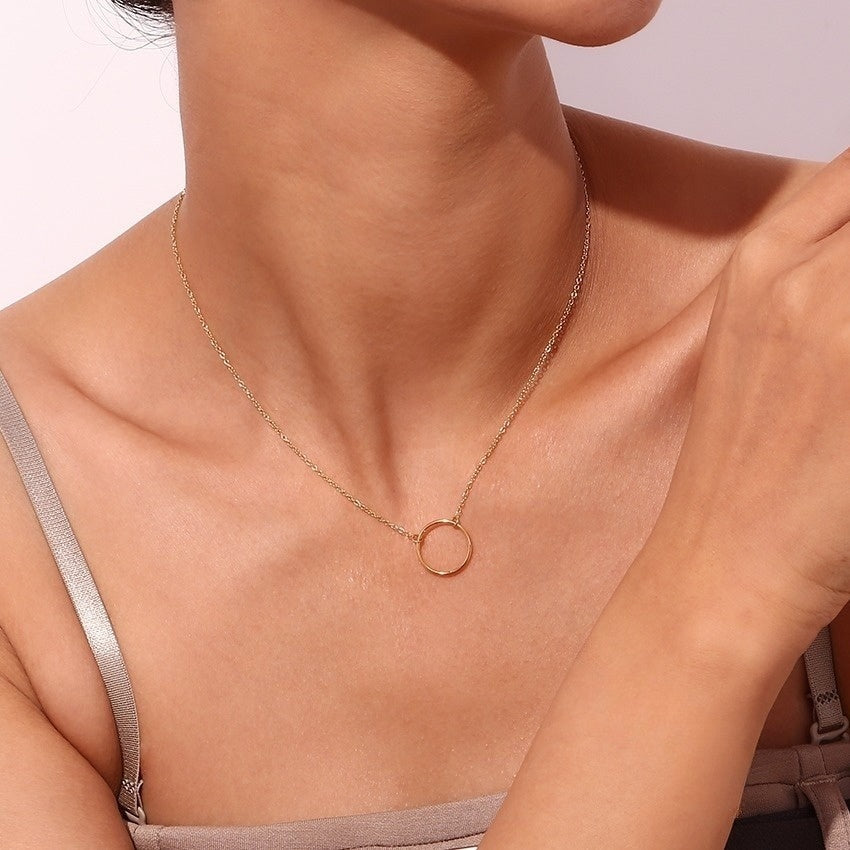 Collier fin acier inoxydable chaine et rond,collier femme minimaliste réglable doré