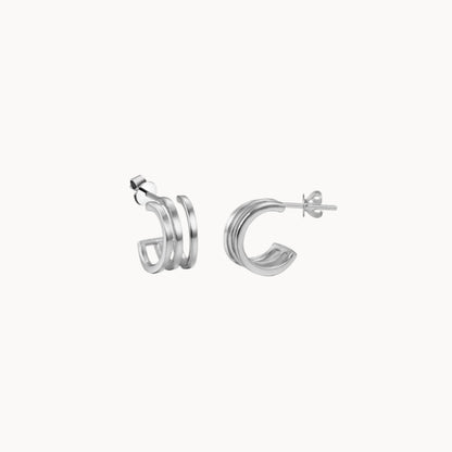 Boucles d'oreilles femme trois cerceaux ouverts,créoles disponible en argent ou en doré