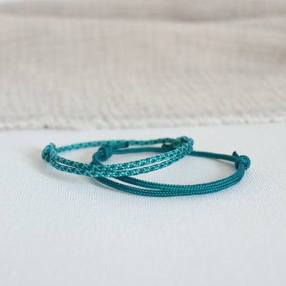 Ensemble de bracelets réglable cordons turquoises,bracelets style plage d'été,look surf boho