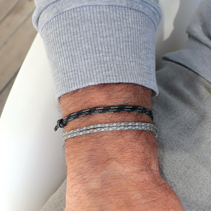 Ensemble de bracelets cordons couleurs grise et noire,duo de bracelets réglables surfeurs