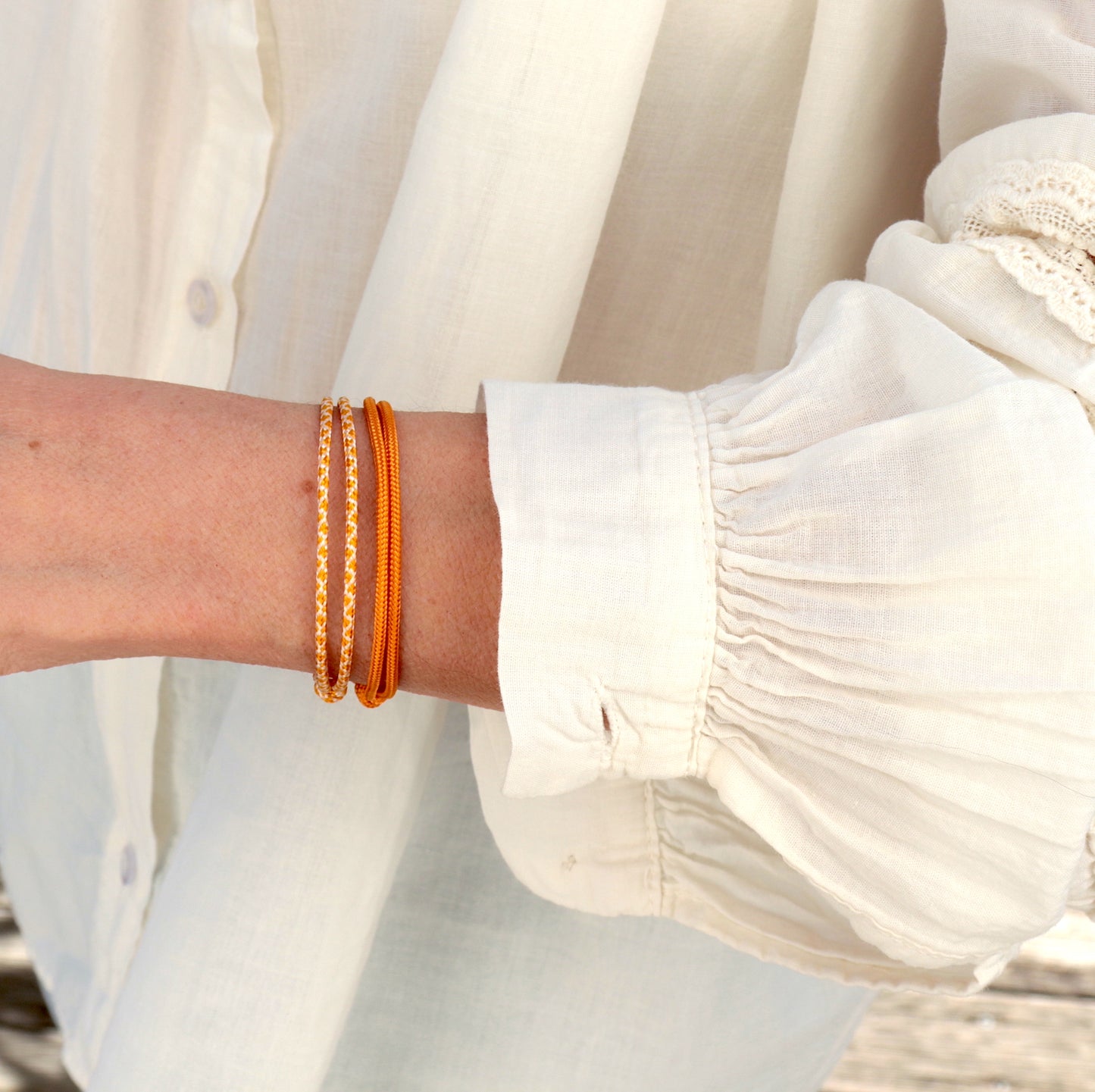 Ensemble de deux bracelets cordons réglables pour femme,bracelets oranges pour un look d'été