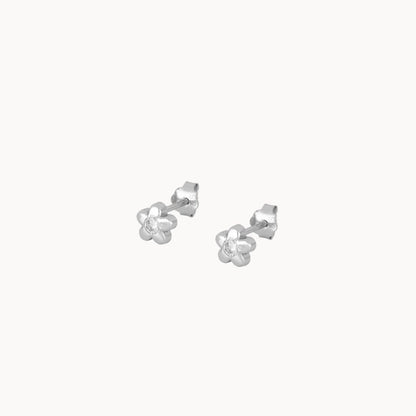 Mini boucles d'oreilles femme fleur avec zircon, petites puces d'oreilles doré ou argent