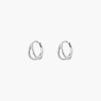 Boucles d'oreilles femme double créoles, cerceaux d'oreilles doré ou argent