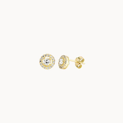 Petites boucles puces rond avec zircons pour femme, clous d'oreilles doré ou argent