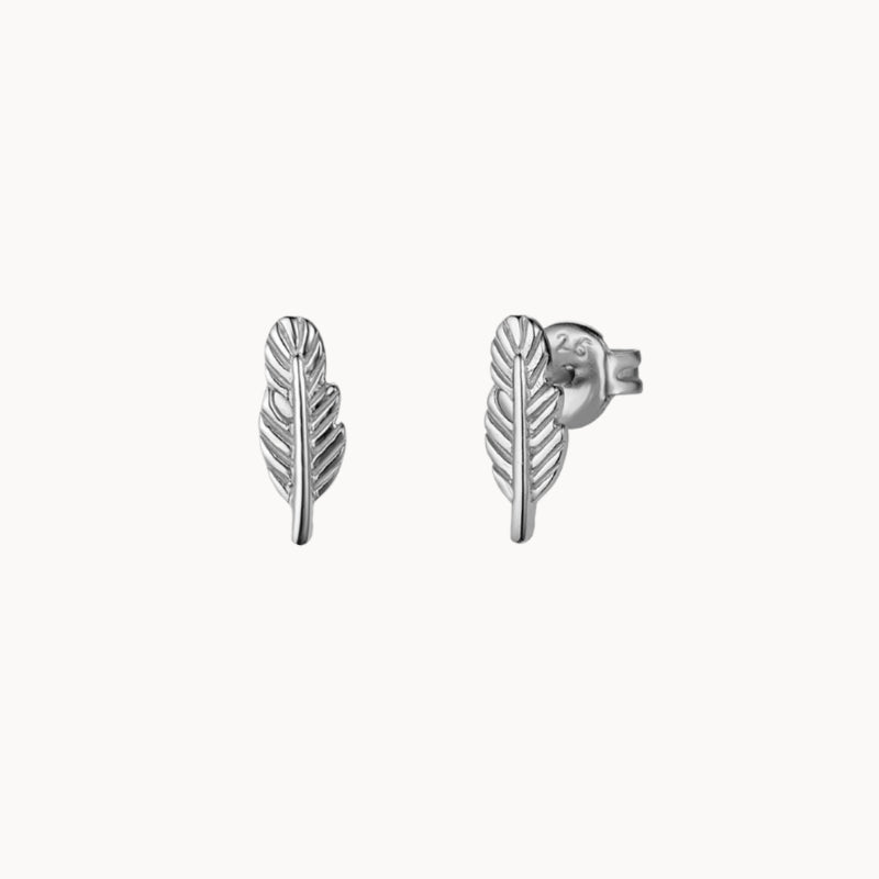 Petites boucles d'oreilles clous plume femme, mini puces d'oreilles doré ou argent