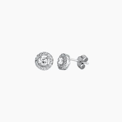 Petites boucles puces rond avec zircons pour femme, clous d'oreilles doré ou argent