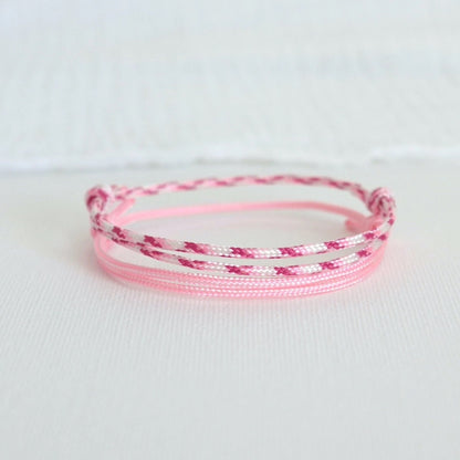 Ensemble de deux bracelets réglables pour femme,bracelets cordons d'été rose style boho surf