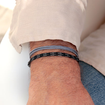 Ensemble de bracelets cordons couleur noir et grise,duo de bracelets surf règlable pour homme