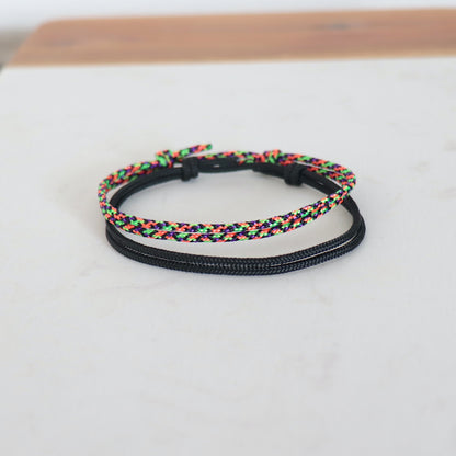 Ensemble de bracelets homme cordons noeuds coulissants,cadeau pour lui