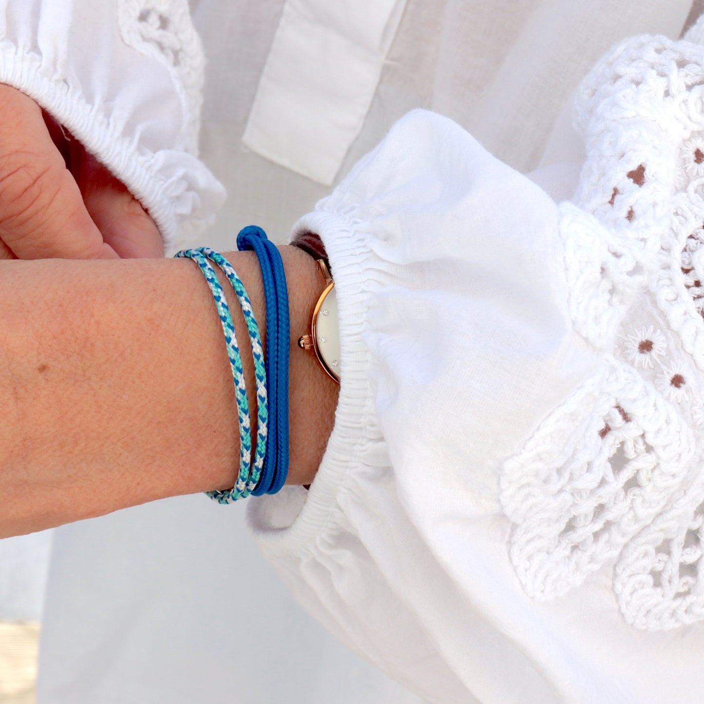 Ensemble de bracelets cordons bleus style boho surf,bracelets femme réglable pour l'été