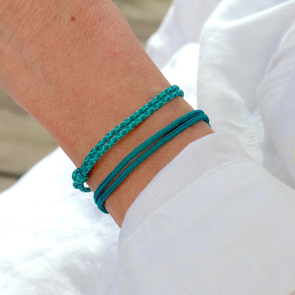 Ensemble de bracelets réglable cordons turquoises,bracelets style plage d'été,look surf boho