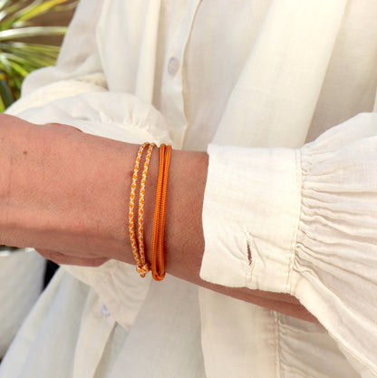 Ensemble de deux bracelets cordons réglables pour femme,bracelets oranges pour un look d'été