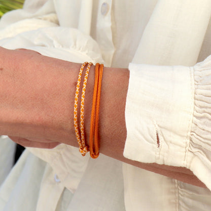 Ensemble de deux bracelets cordons réglables pour femme,bracelets oranges pour un look d'été